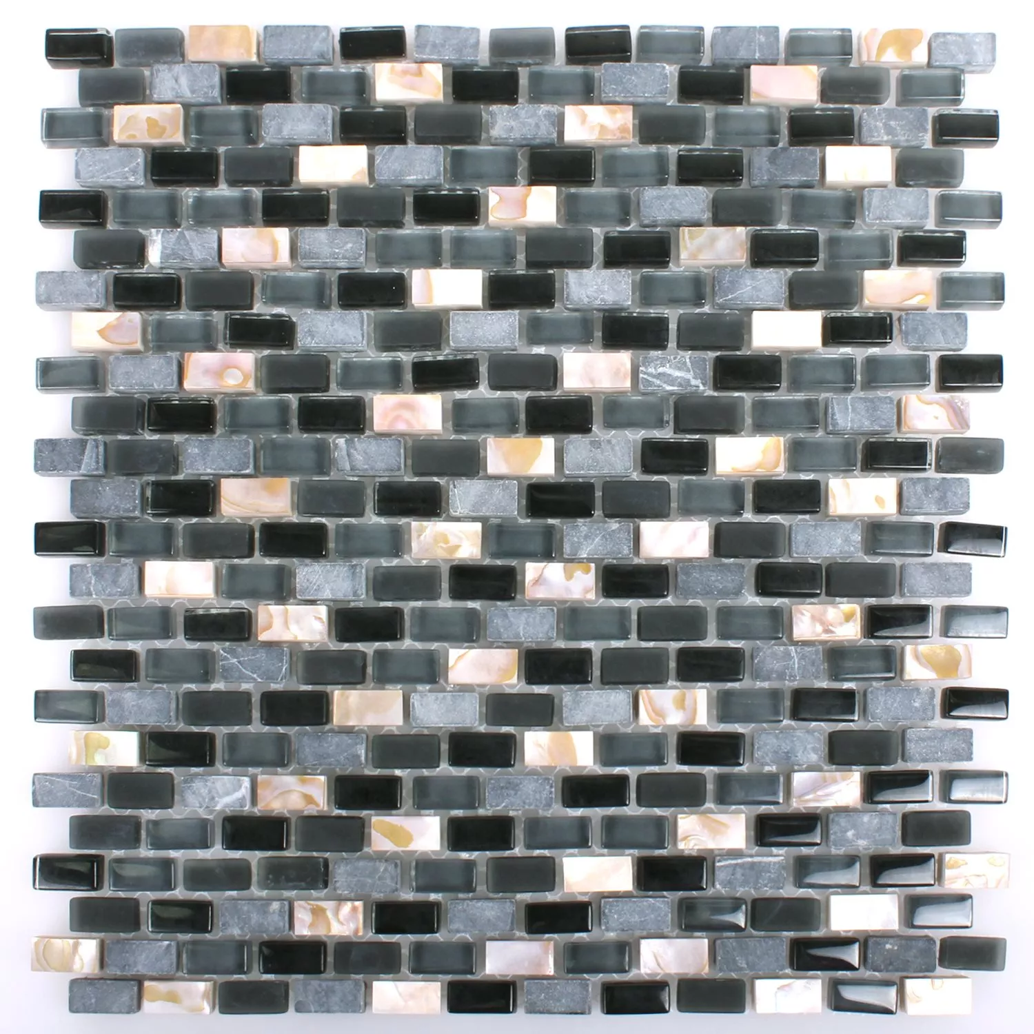 Mønster fra Mosaikkfliser Skall Glass Naturstein Jasmina Svart