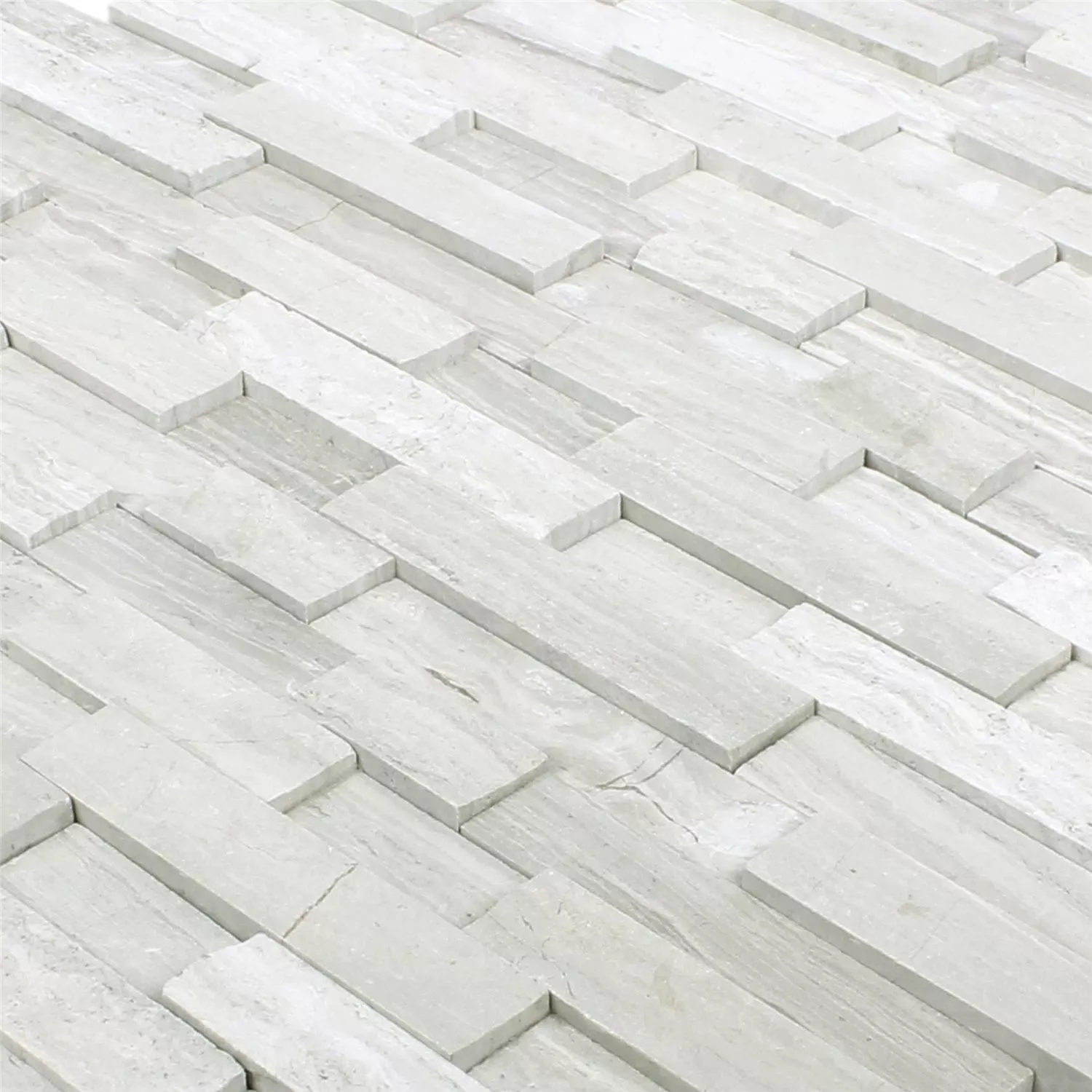 Mosaikkfliser Marmor Stettin 3D Brick Grå