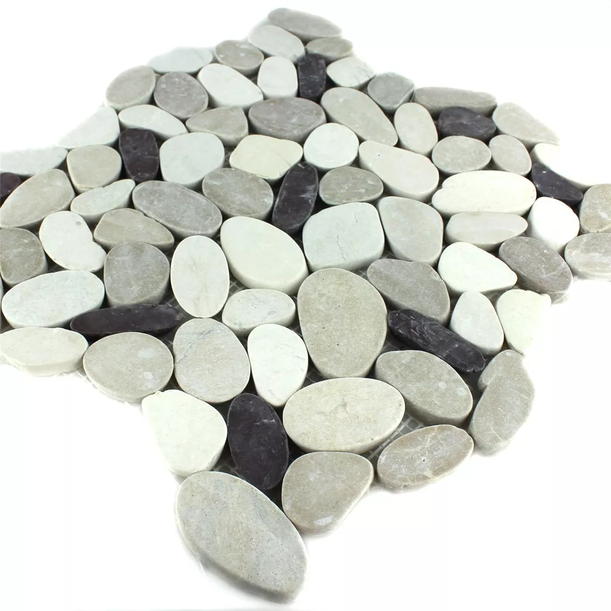 Próbka Mozaika Kamień Otoczak Przepiłowane Biały Beżowy Różowy