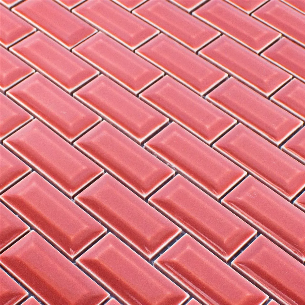 Padrão de Mosaico Cerâmico Azulejos Organica Metro Vermelho