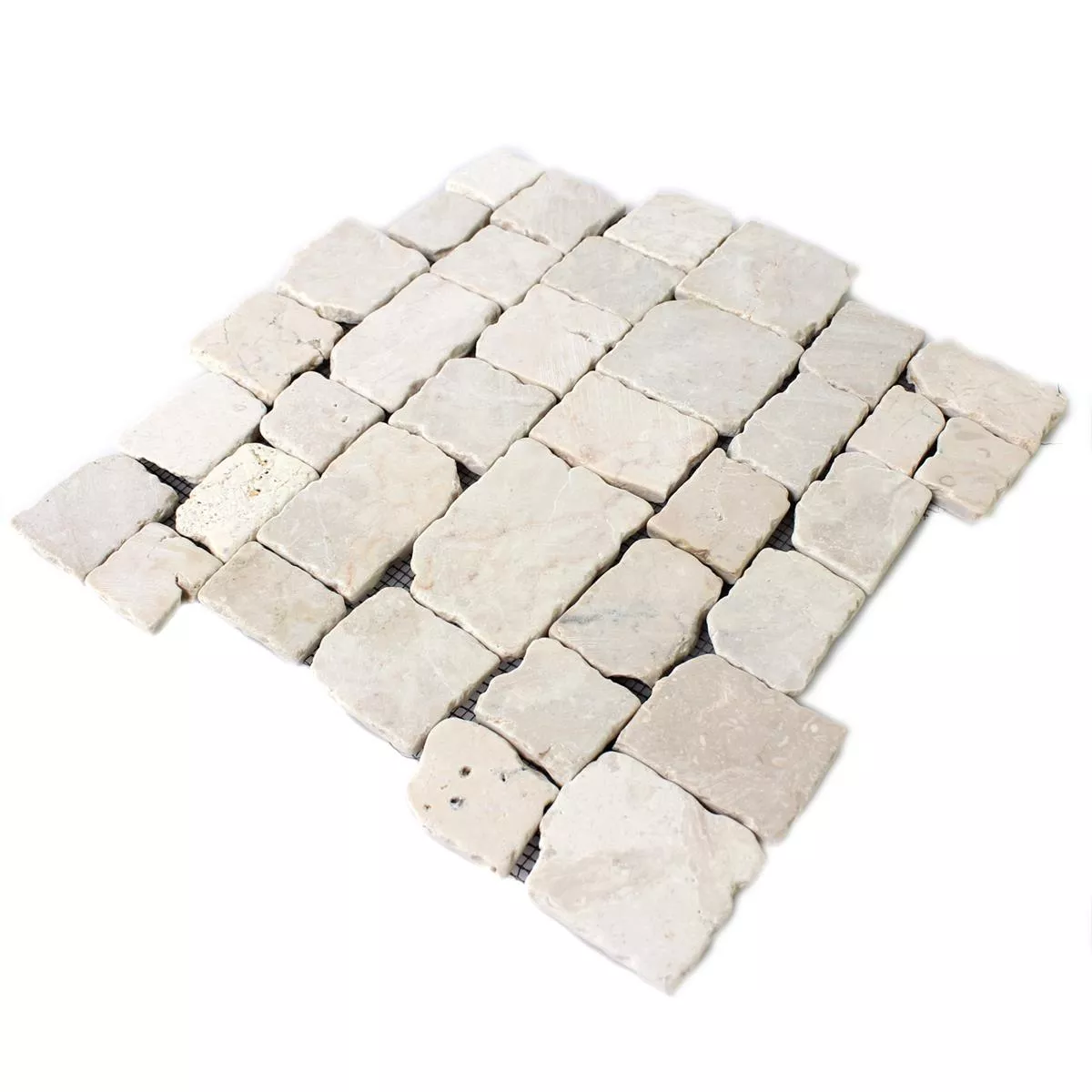 Mosaic Tiles Natural Stone Cream Drummed