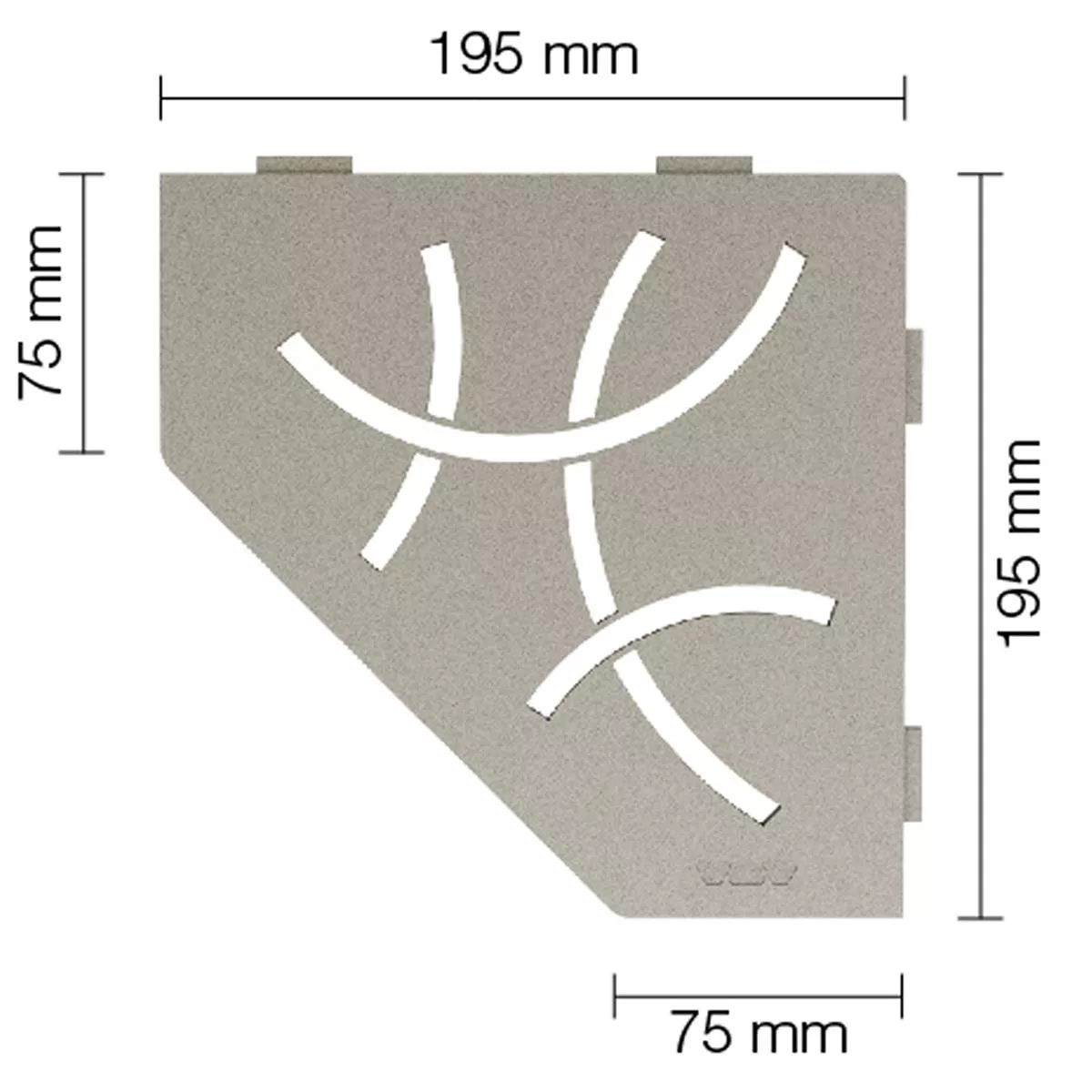 Wandplank doucheplank Schlüter 5agon 19,5x19,5cm Curve Grijs