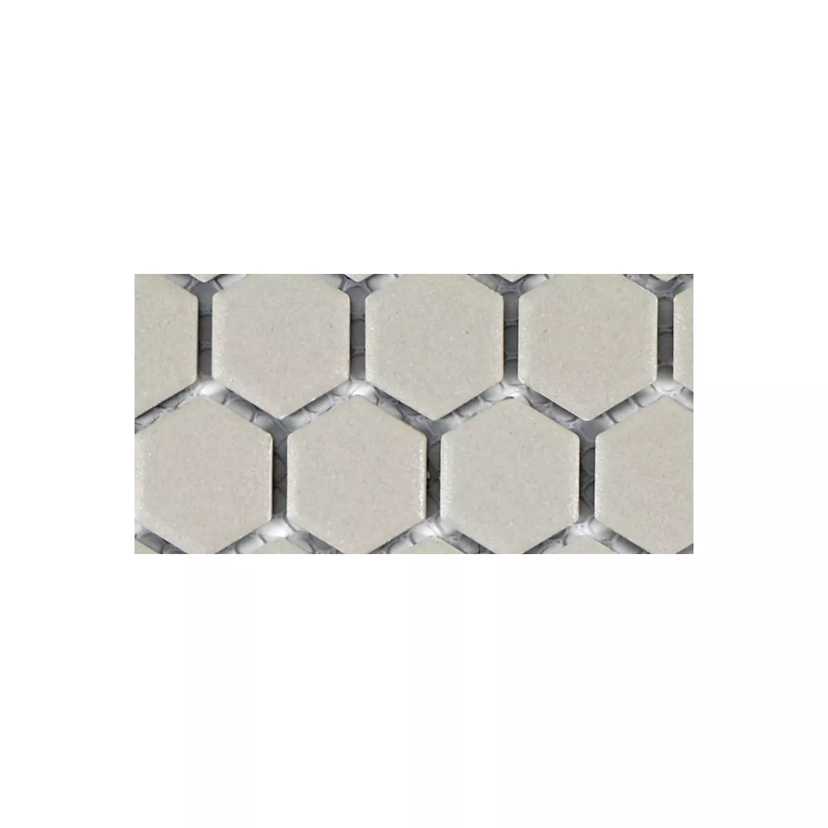 Sample Ceramic Mosaic Tiles Hexagon Zeinal Unglazed Light Grey R10B