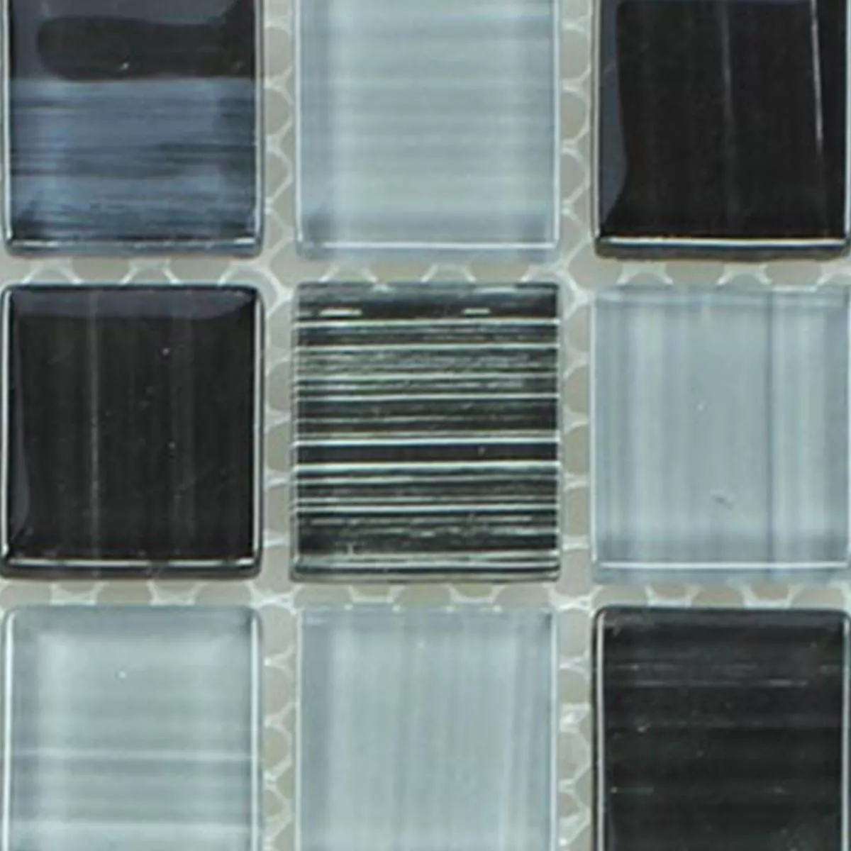 Model din Mozaic De Sticlă Gresie Stroke Negru Alb 
