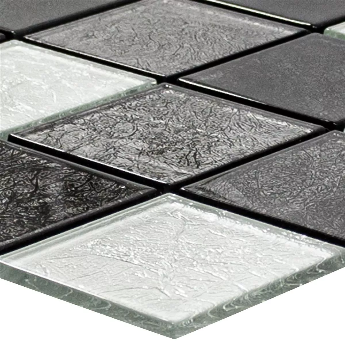 Glass Mosaic Tiles Curlew Black Silver Q48 4mm