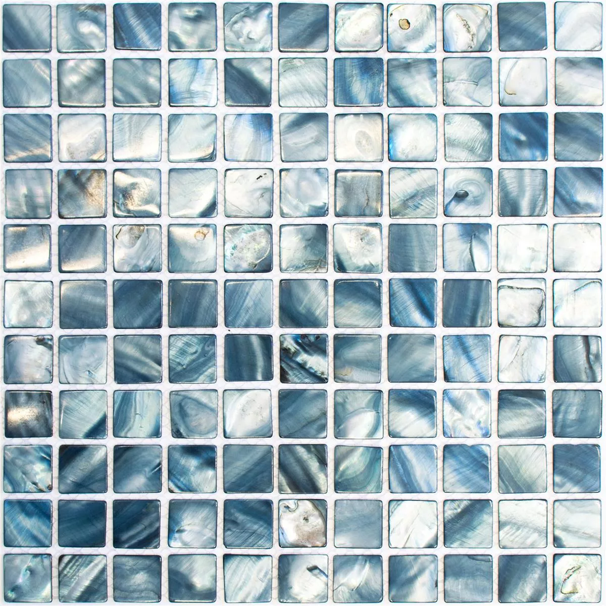 Muestra Azulejos De Mosaico Nácar Xenia Azul Gris