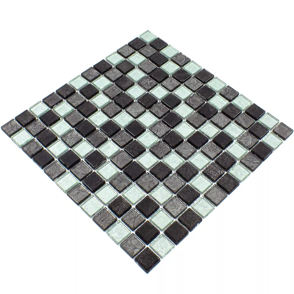 Mosaic Tiles Glass Bonnie Crystal Structure Black Silver Grey