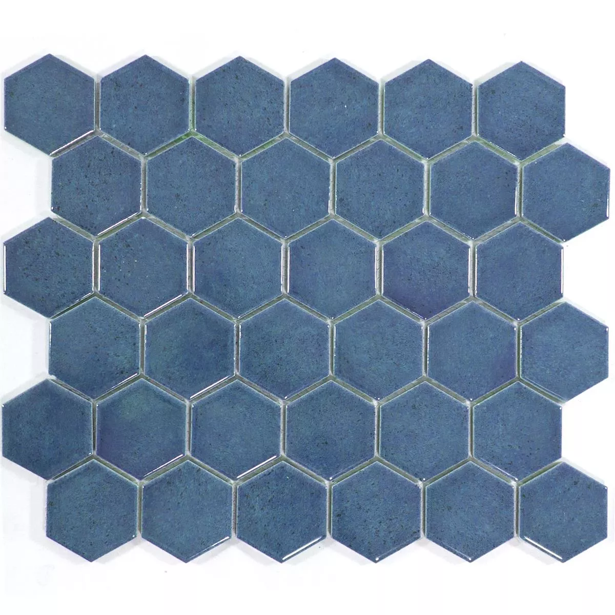 Keramik Mosaikfliesen Eldertown Hexagon Dunkelblau