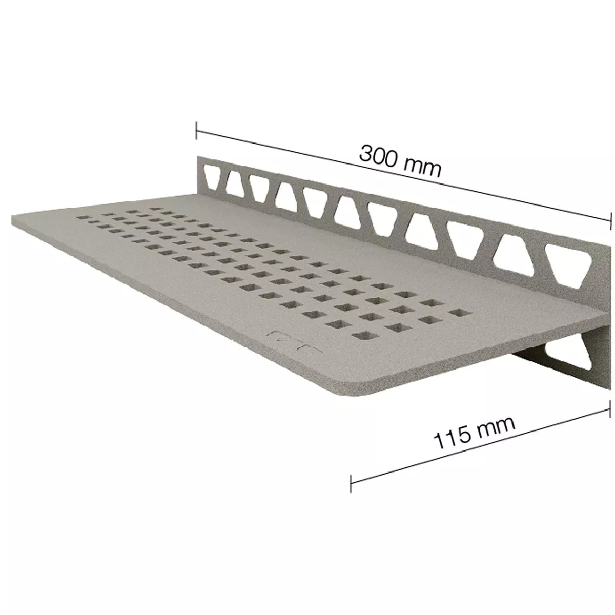 Doucheplank wandplank Schlüter rechthoek 30x11,5cm vierkant grijs