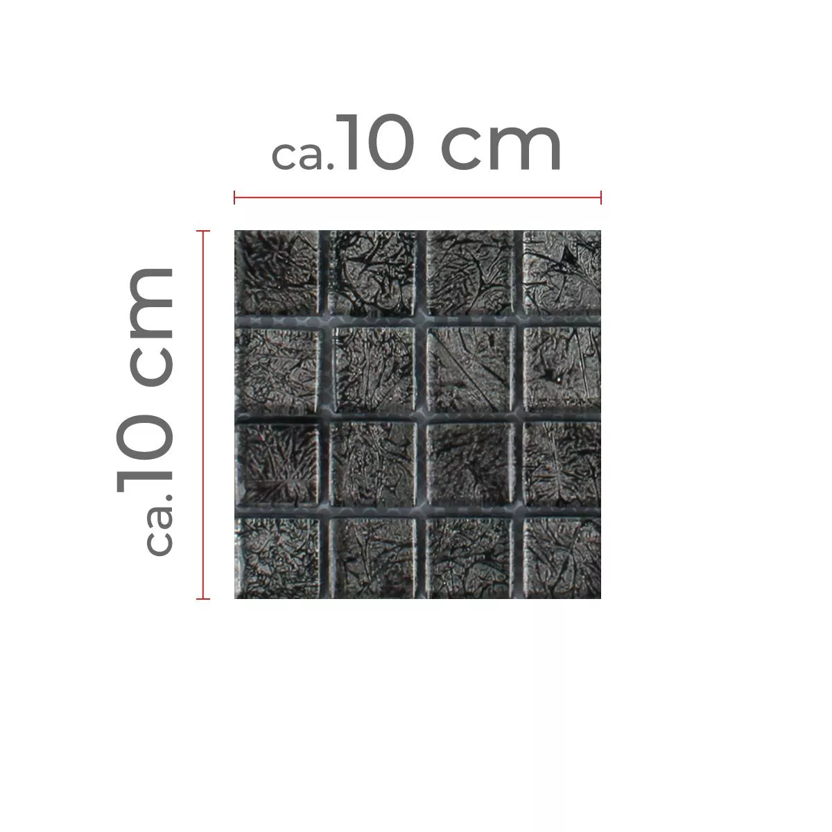 Muster von Mosaikfliesen Glas Kandila Schwarz 23x23x8mm