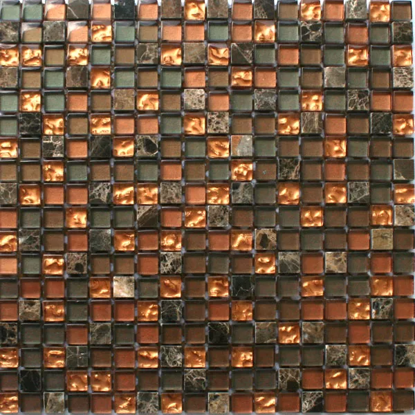 Mosaik Glas Marmor Tiger Brun