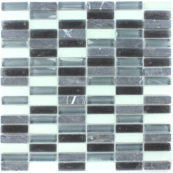 Mosaic Tiles Glass Marble Sticks Grey Mix Elenor