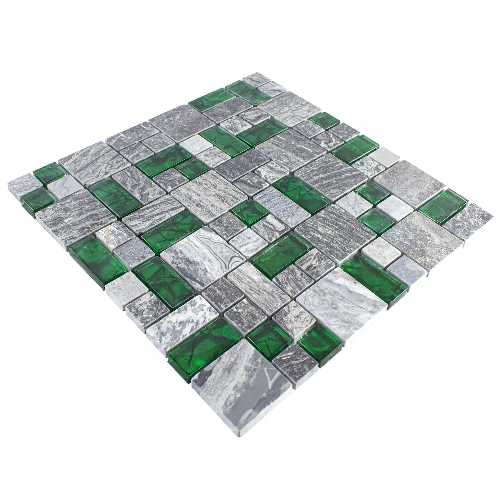 Γυάλινο Μωσαϊκό Πλακάκια Aπό Φυσική Πέτρα Manavgat Γκρί Πράσινος 2 Mix