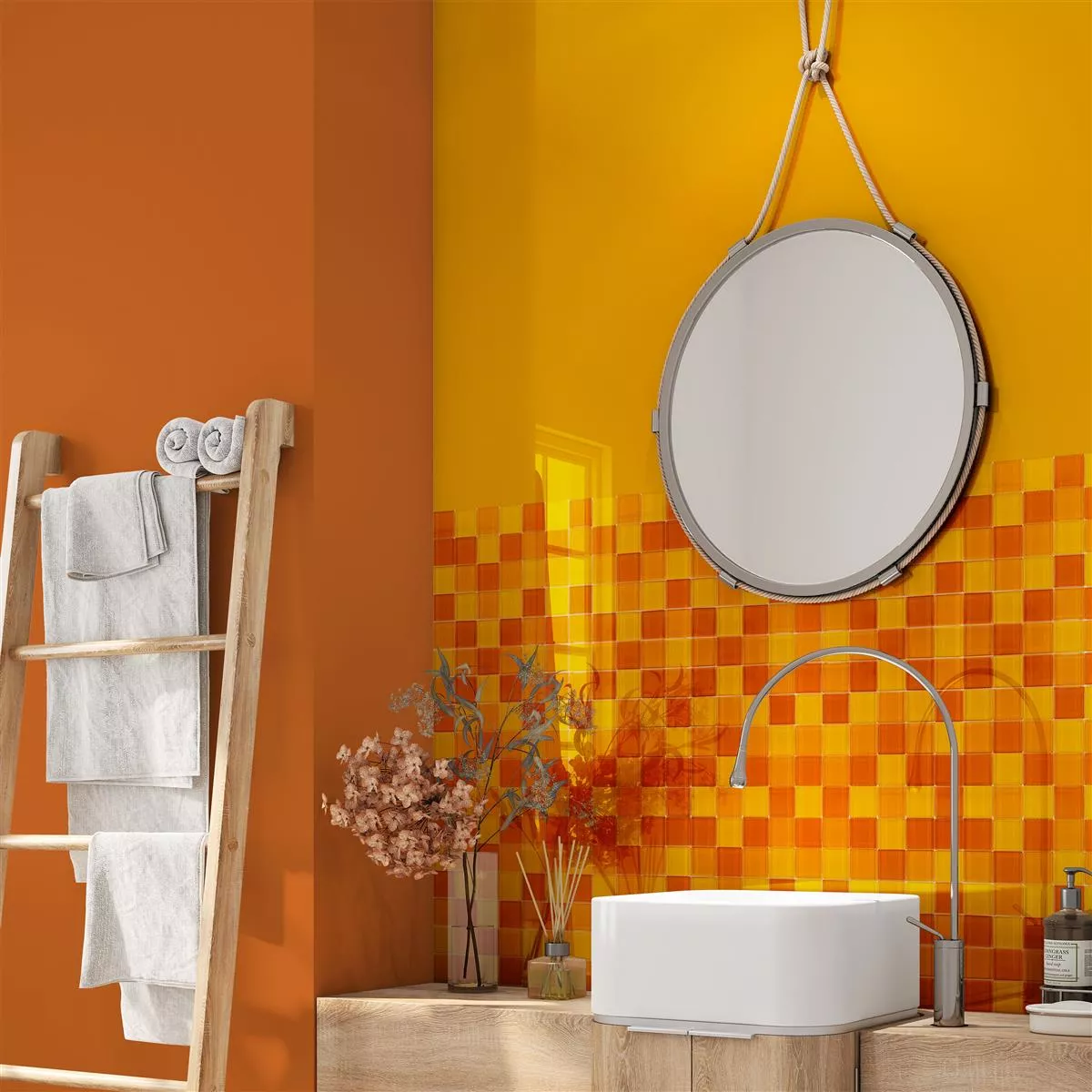Sample Glass Mosaic Tiles Glasgow Orange Mix