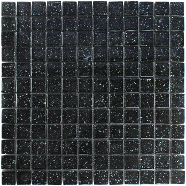 Vzorek Skleněná Mozaika Dlaždice Noc Černá Třpytky 