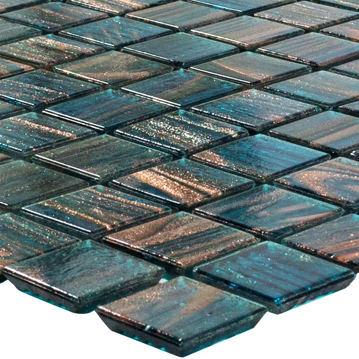 Próbka Mozaiki Szklana Płytki Kyoto Petrol Niebieski