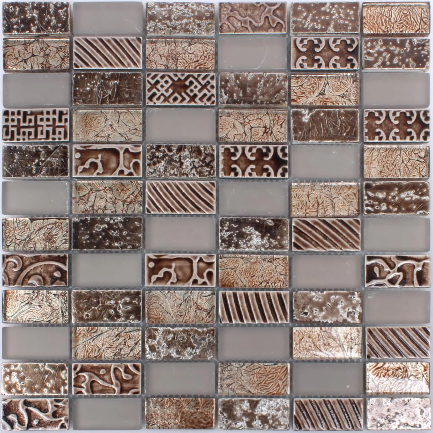 Mosaic Tiles Glass Natural Stone Piroshka Brown