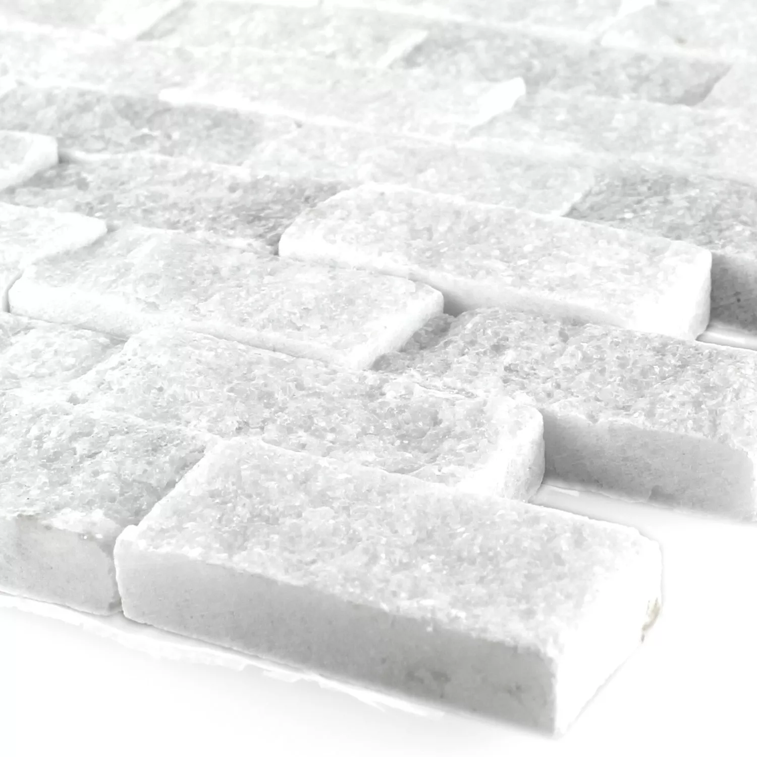 Mosaikfliesen Naturstein Marmor Treviso Brick Weiss 3D Mosaikfliesen Naturstein Marmor Treviso Brick Weiss 3D