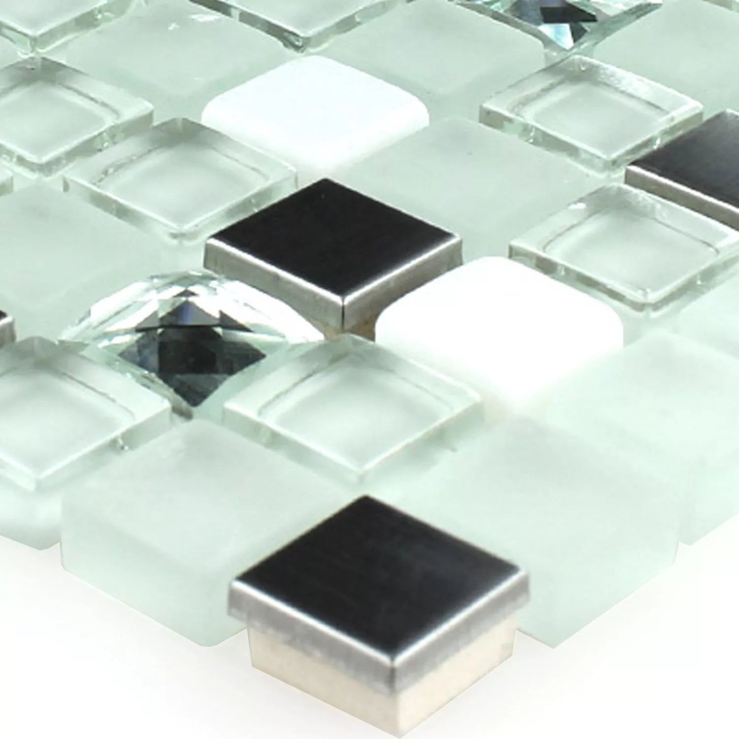 Mozaïektegel Glas Roestvrij Staal Turquoise Diamant