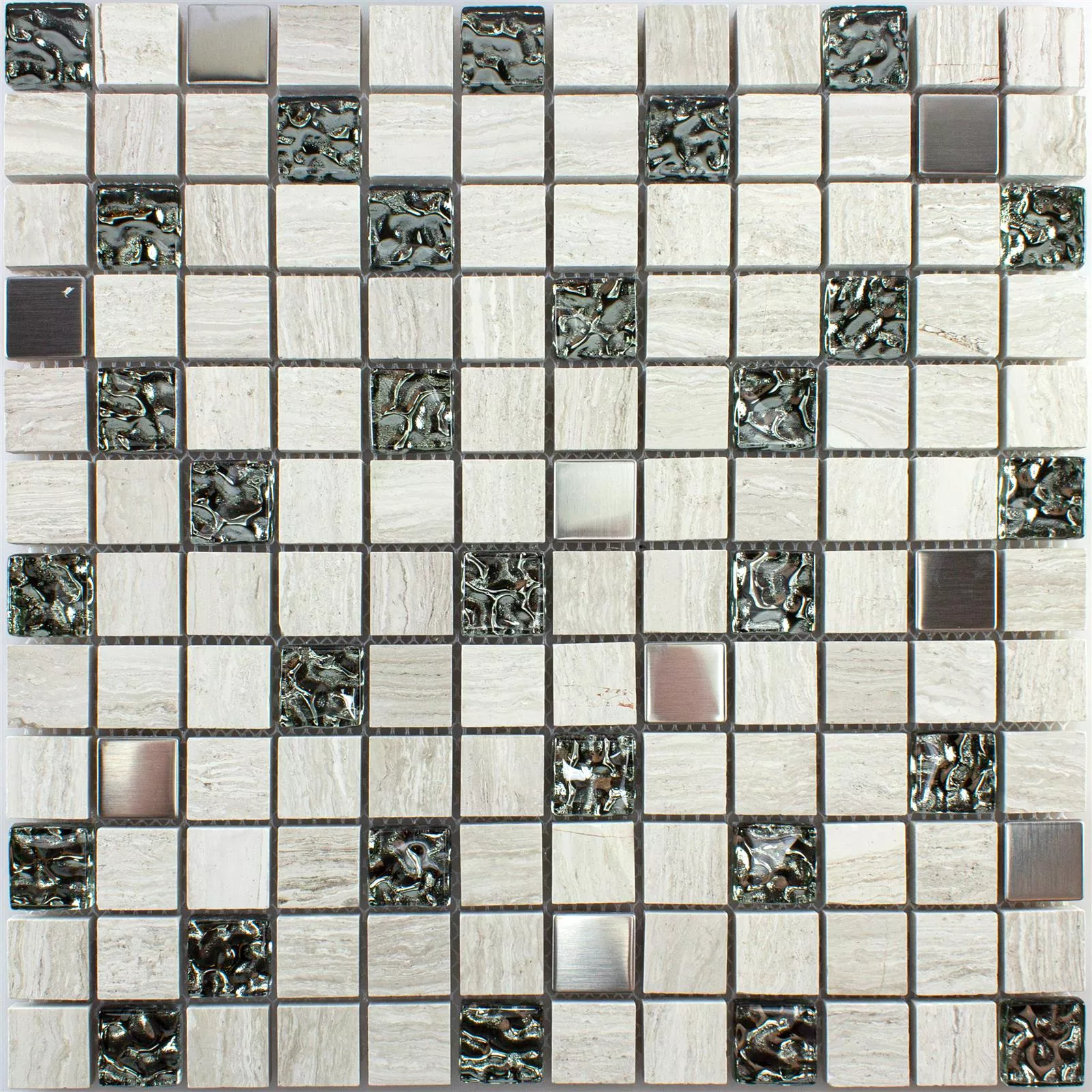 Cristal Piedra Natural Metal Azulejos De Mosaico Fulda Gris Plateado