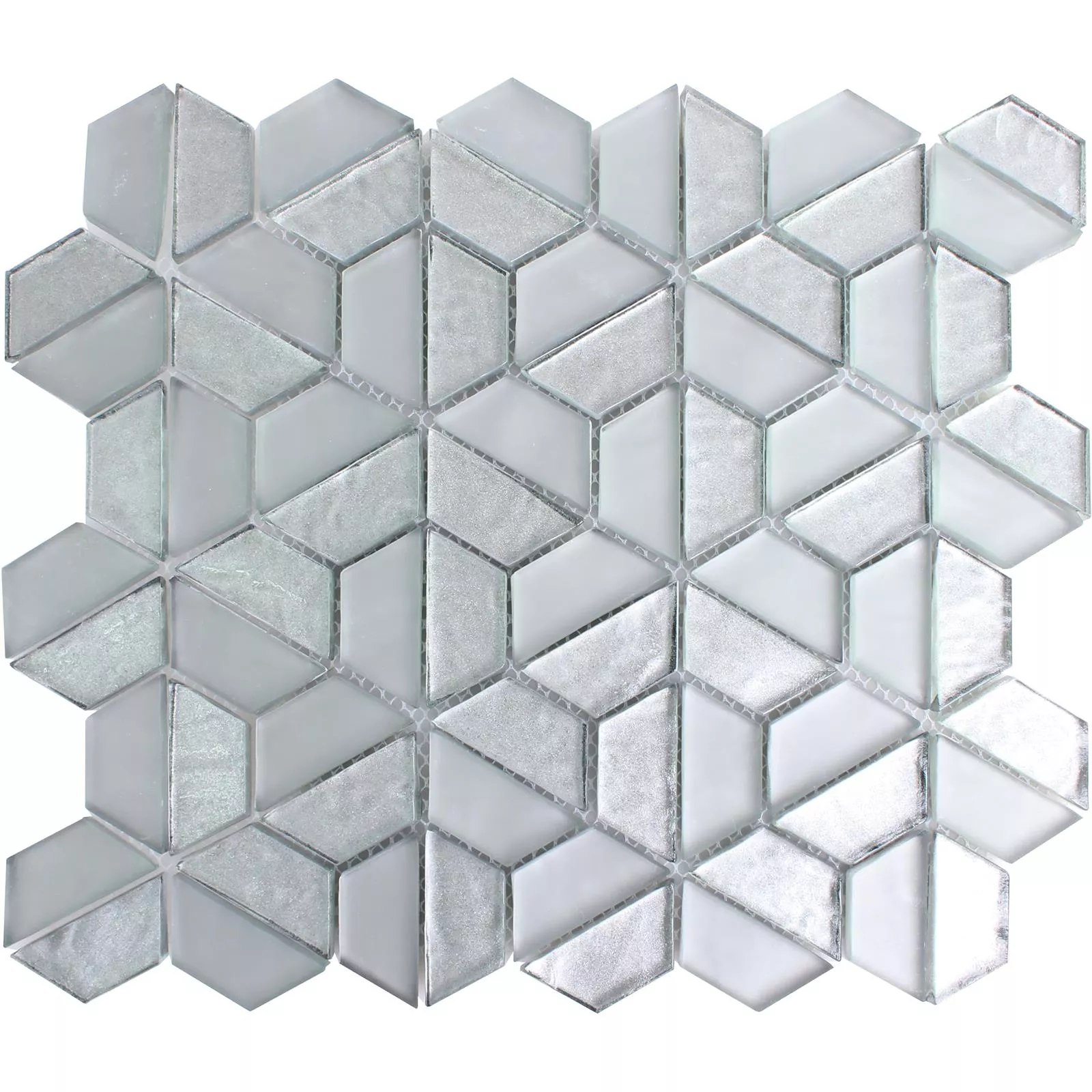 Sample Glasmozaïek Tegels Alaaddin Hexagon Zilver