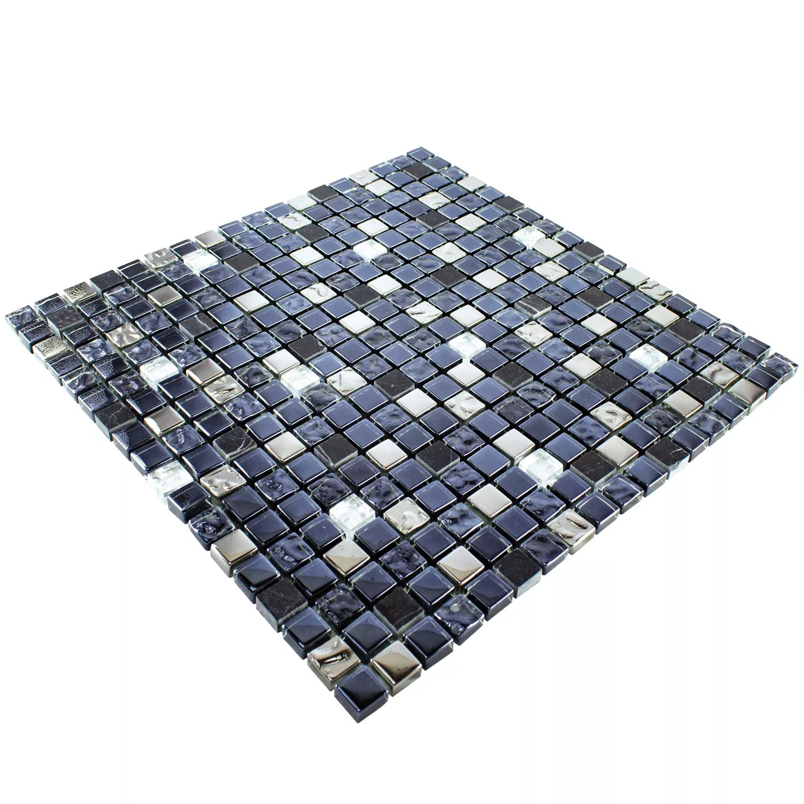 Glass Natural Stone Mosaic Tile Cooktown Black Silver