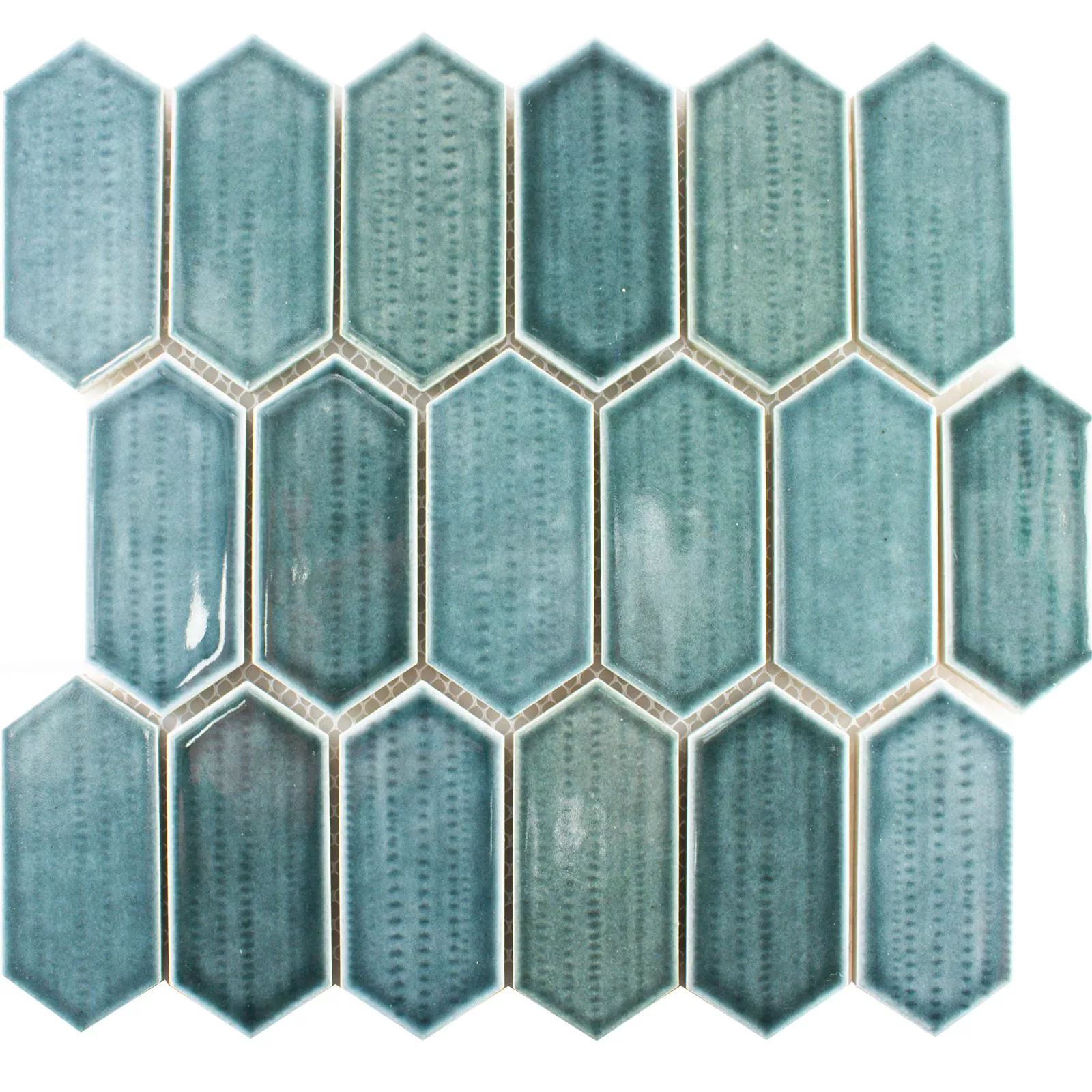 Ceramică Plăci De Mozaic McCook Hexagon Lung Albastru Gri