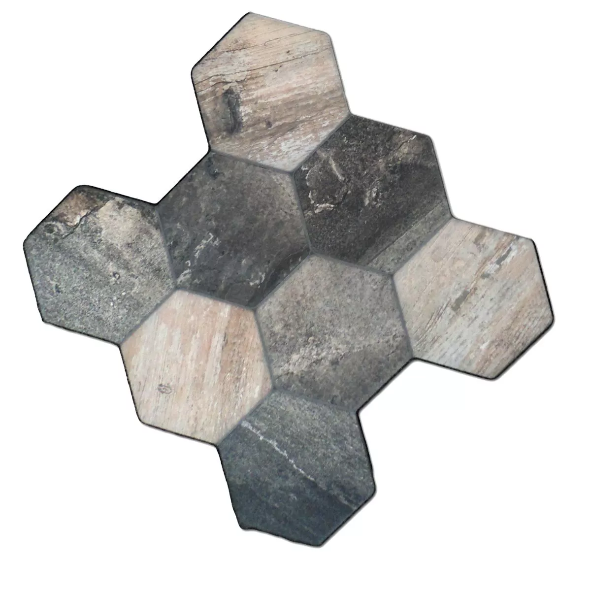 Floor Tiles Hexagon Old Wood Optic 45x45cm
