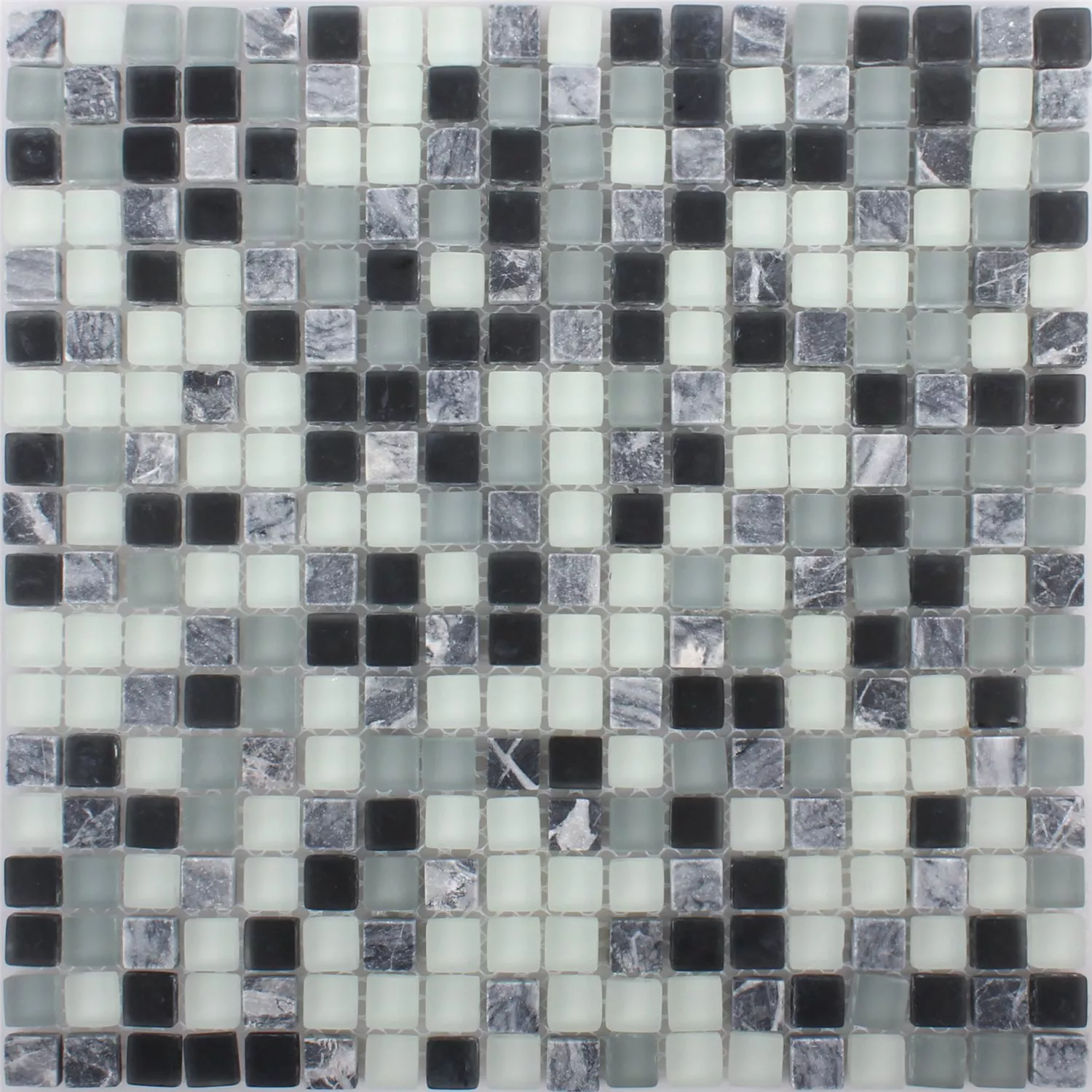 Azulejo Mosaico Marilia Preto Cinza Branco