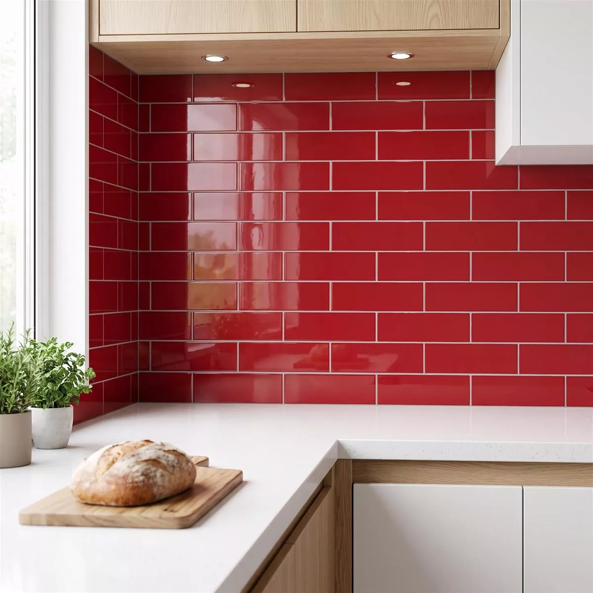 Azulejo de metro Rojo Brillante 7,5x30 cm Sin Faceta Swissland Fuego