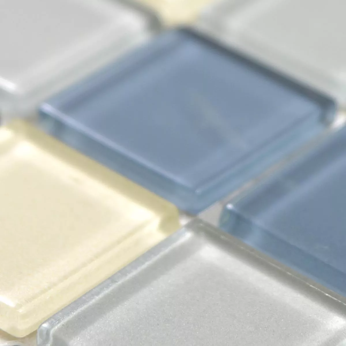 Próbka Mozaika Szklana Płytki Bommel Srebrny Biały Niebieski