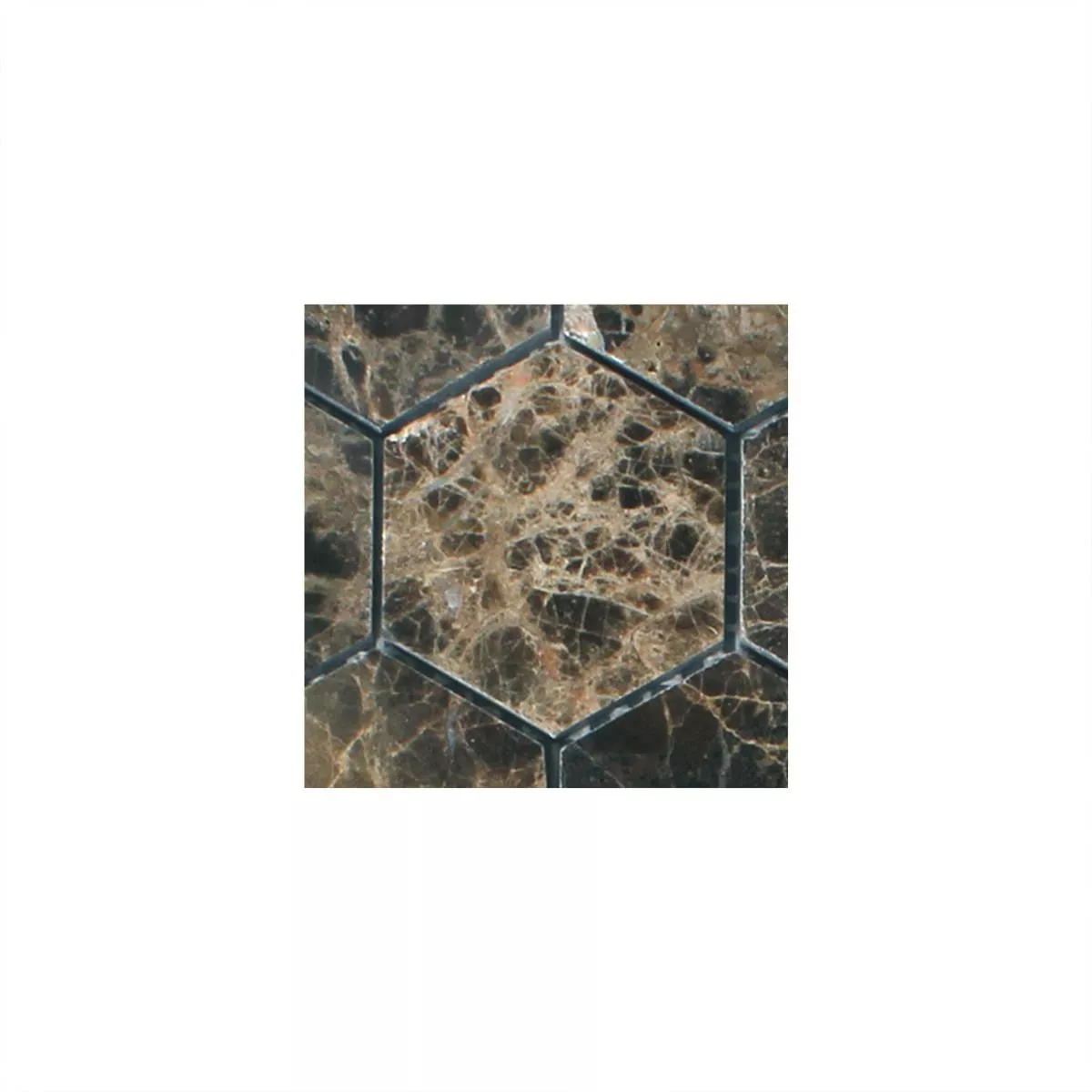 Sample Mosaic Tiles Marble Xalapa Hexagon Emperador Polished