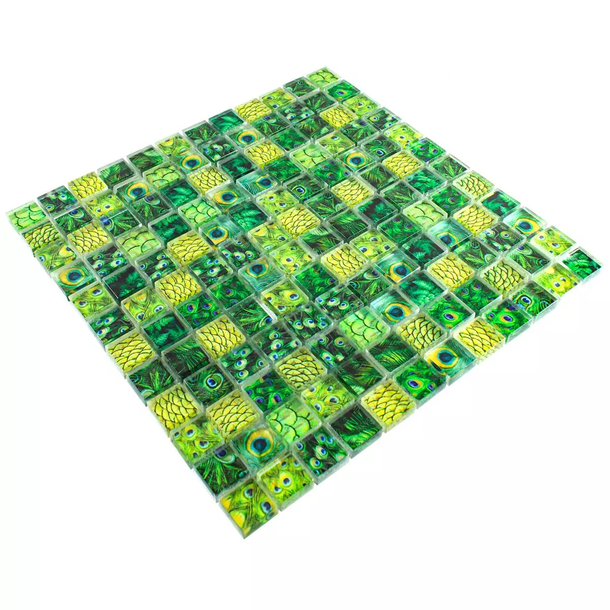 Mozaika Szklana Płytki Peafowl Zielony 23