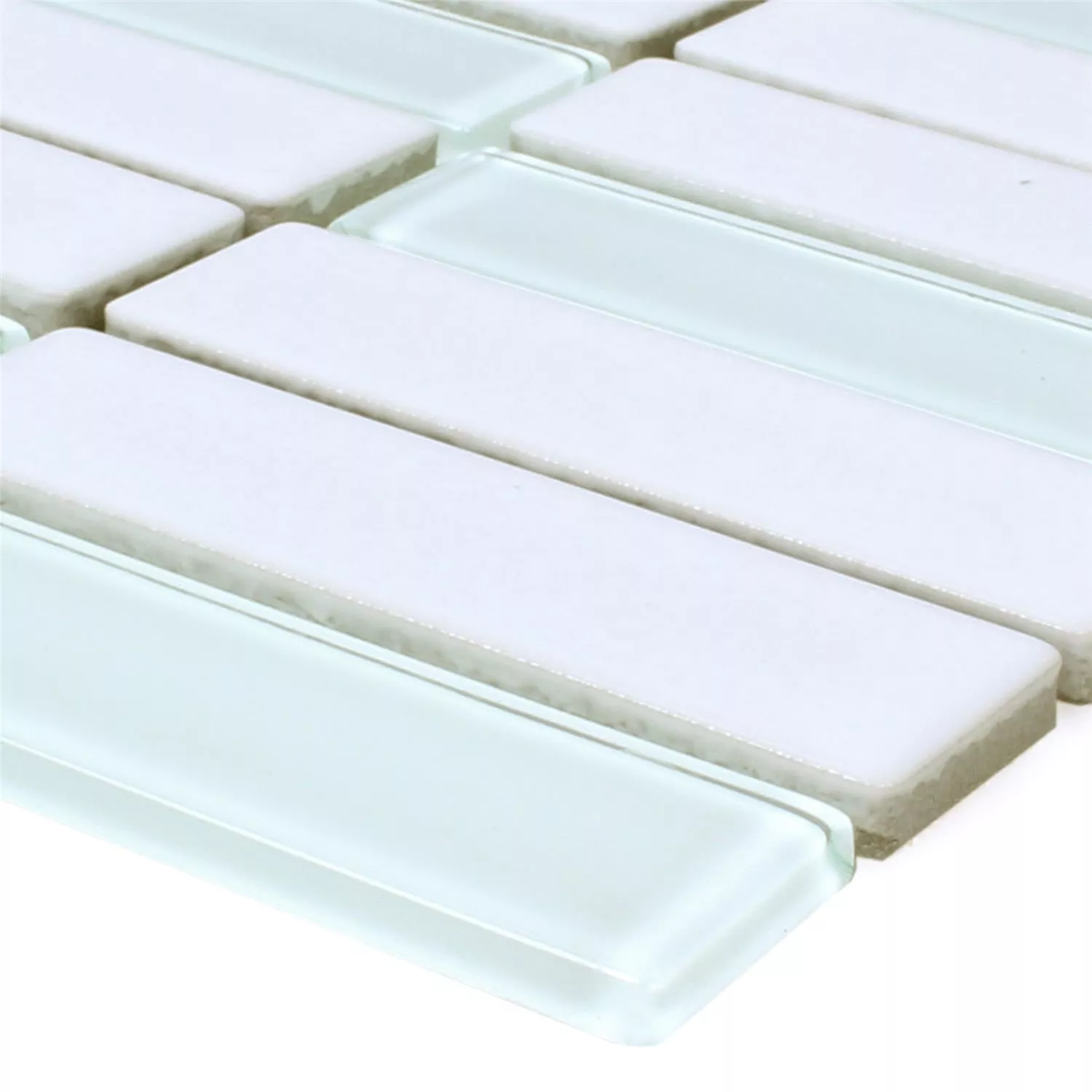 Sample Ceramic Glass Mosaic Tiles Romana White Mat