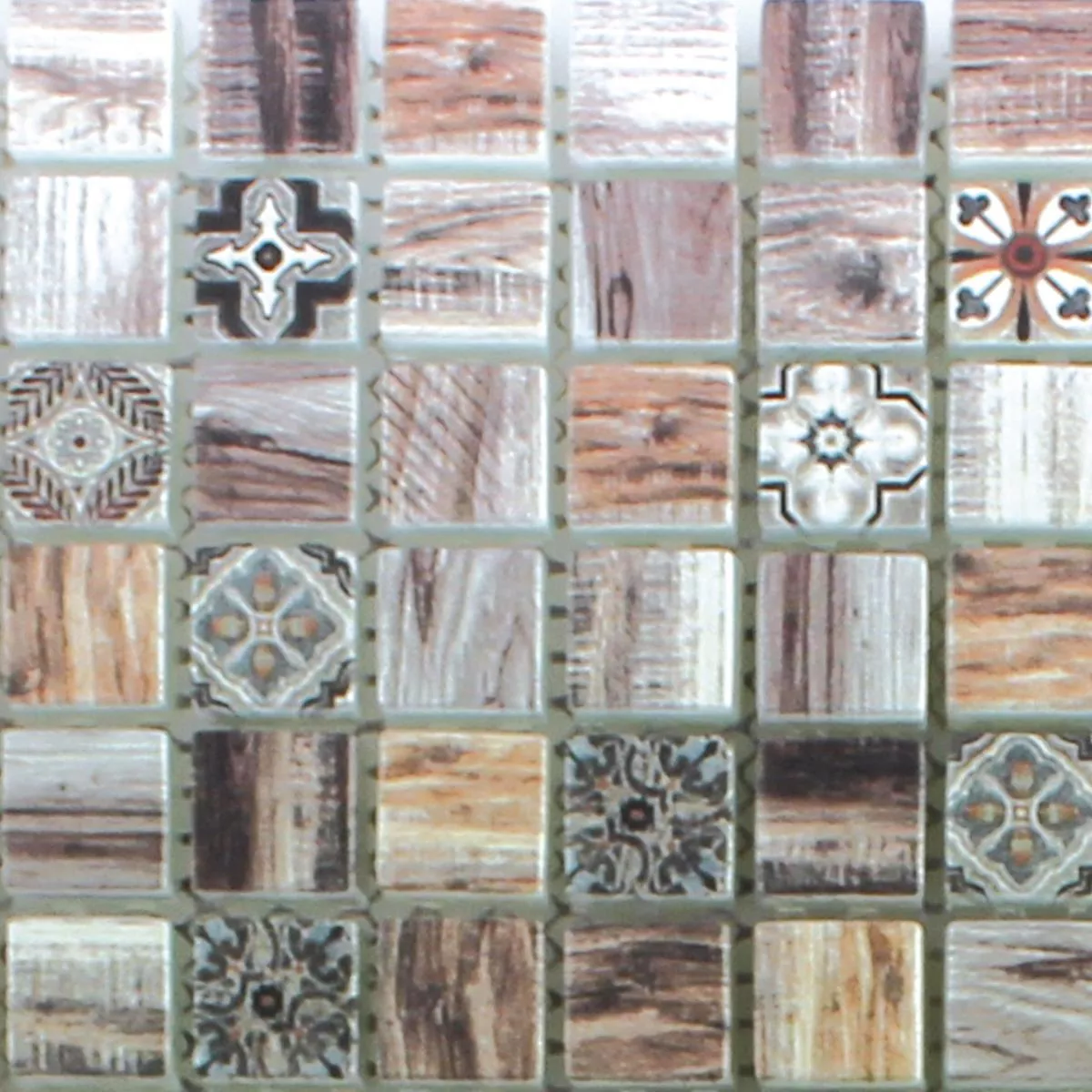 Sample Glass Mosaic Wood Optic Tiles Vision Brown