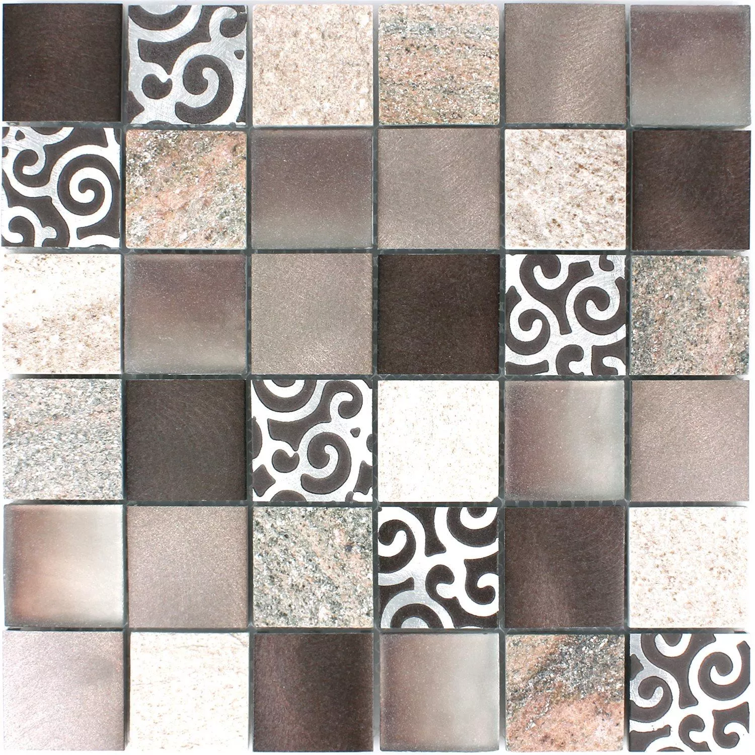 Mønster fra Mosaikkfliser Glass Naturstein Aluminium Valdivia Brun