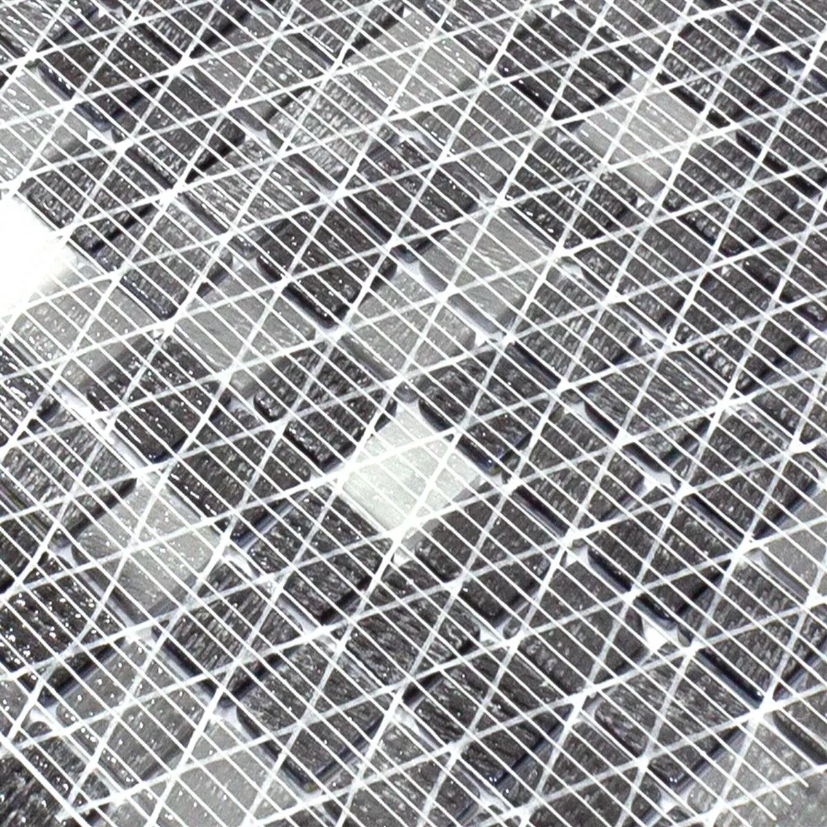Glass Mosaic Tiles Silvertown Anthracite Metallic 25x25mm