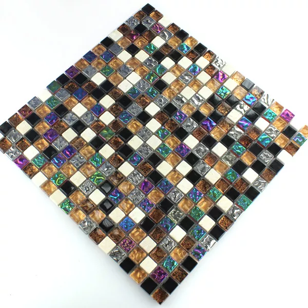 Mosaic Tiles Glass Marble Colored Mix 15x15x8mm