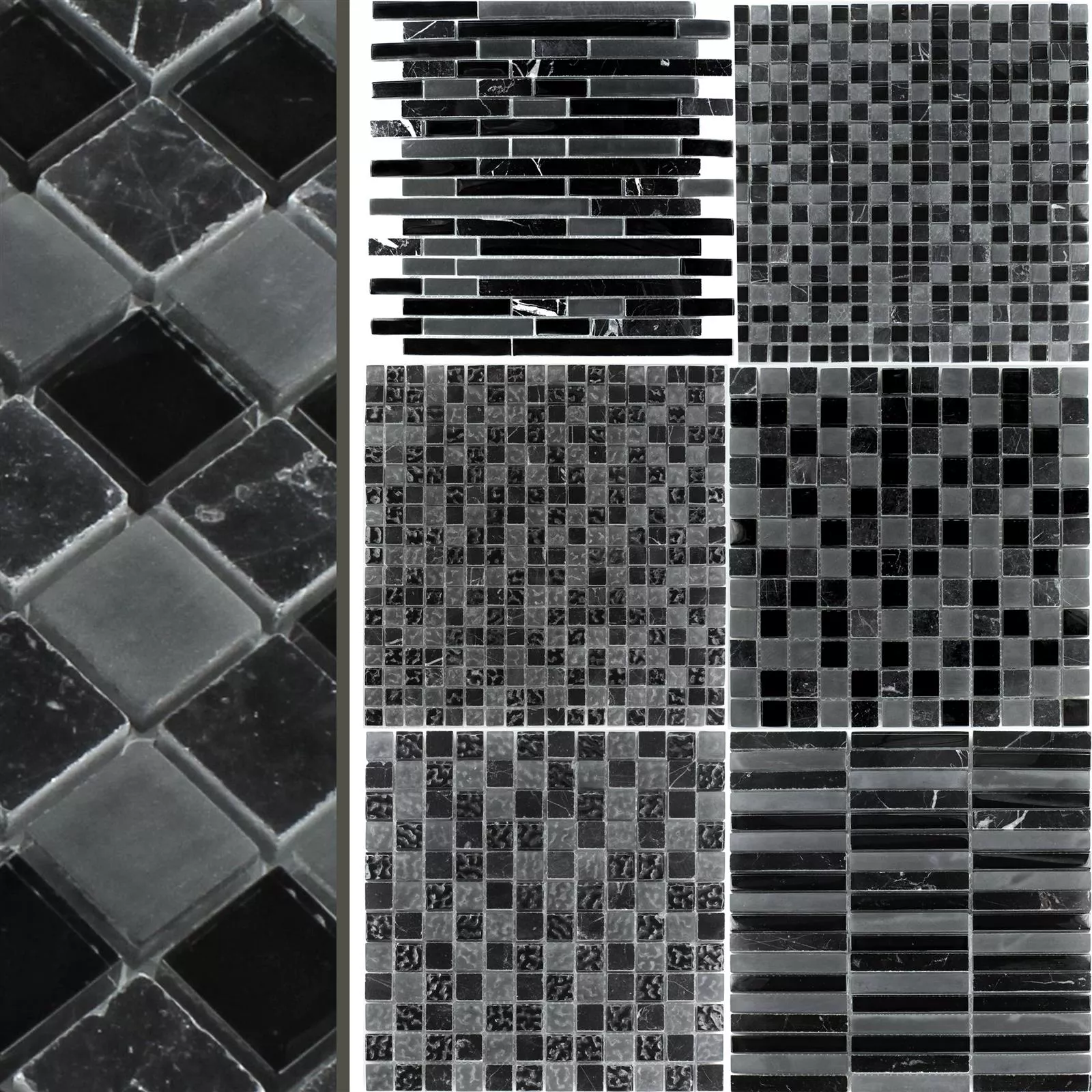 Mozaïektegel Glas Marmer Mix Zambia Zwart