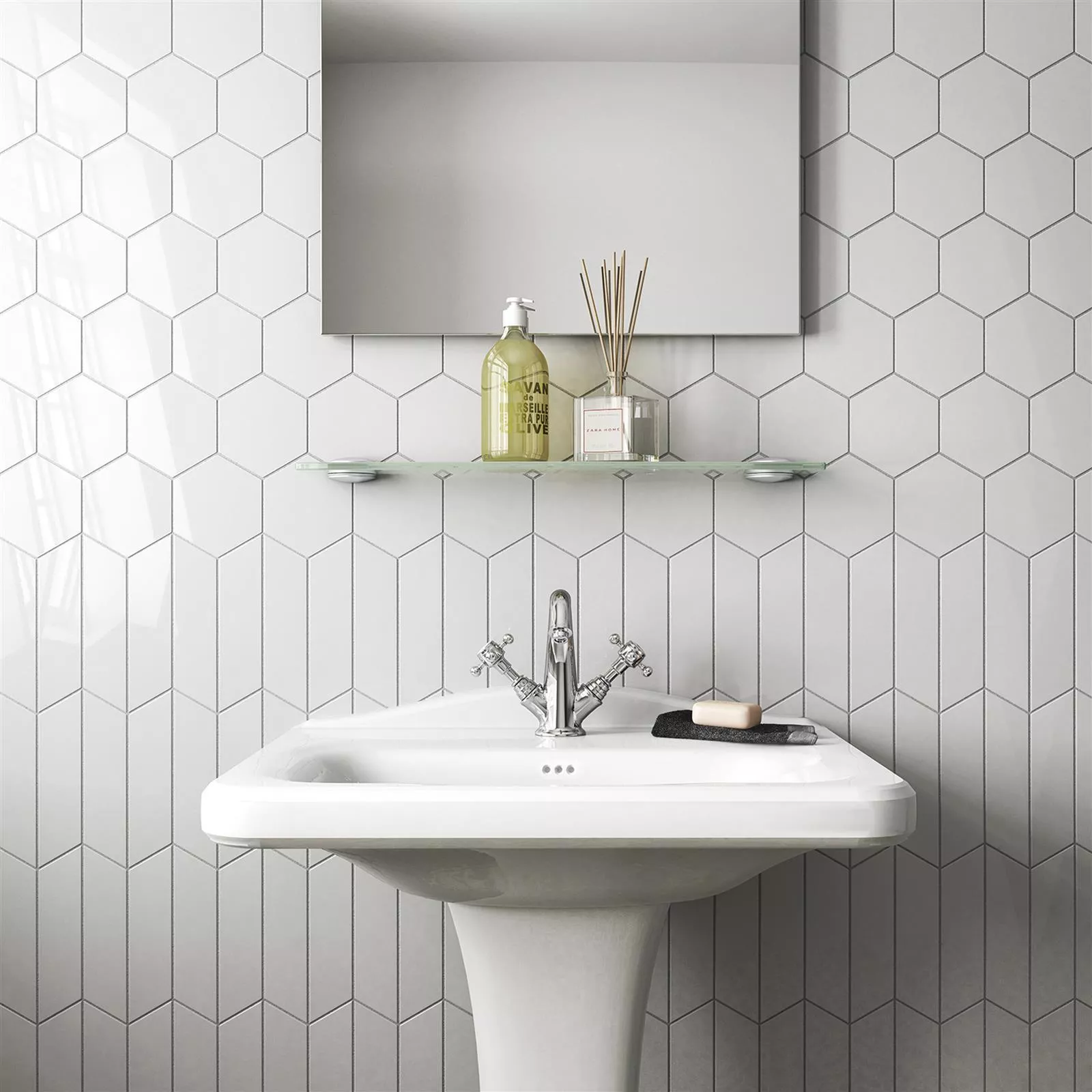 Sample Wall Tiles Silex 18,6x5,2cm Light Grey Obliquely Left