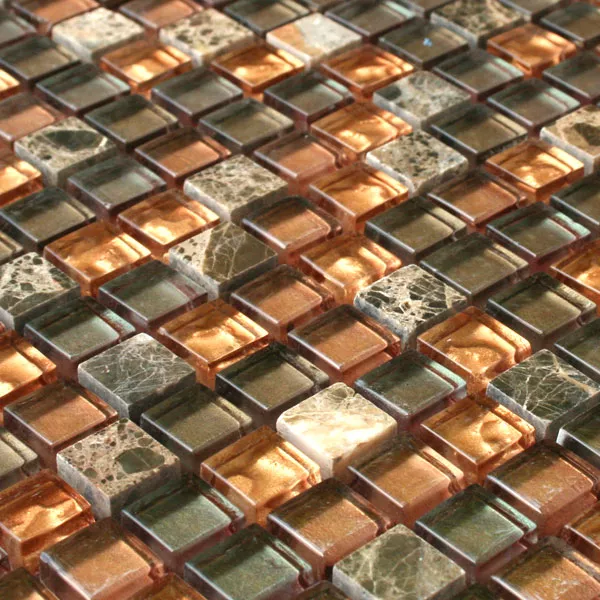 Mosaic Tiles Glass Marble Tiger Brown