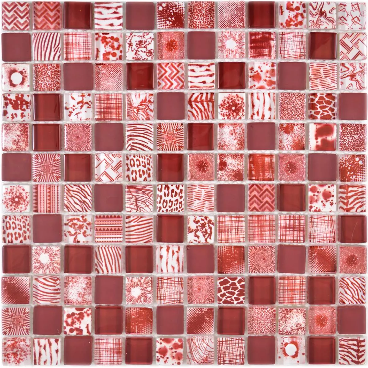 Mozaic De Sticlă Gresie Cornelia Optica Retro Roșu