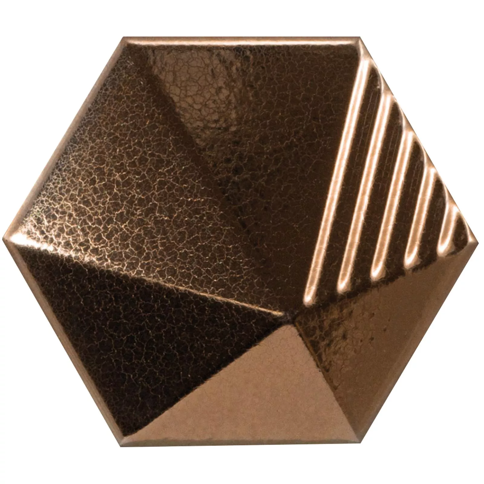 Wandfliesen Rockford 3D Hexagon 12,4x10,7cm Kupfer