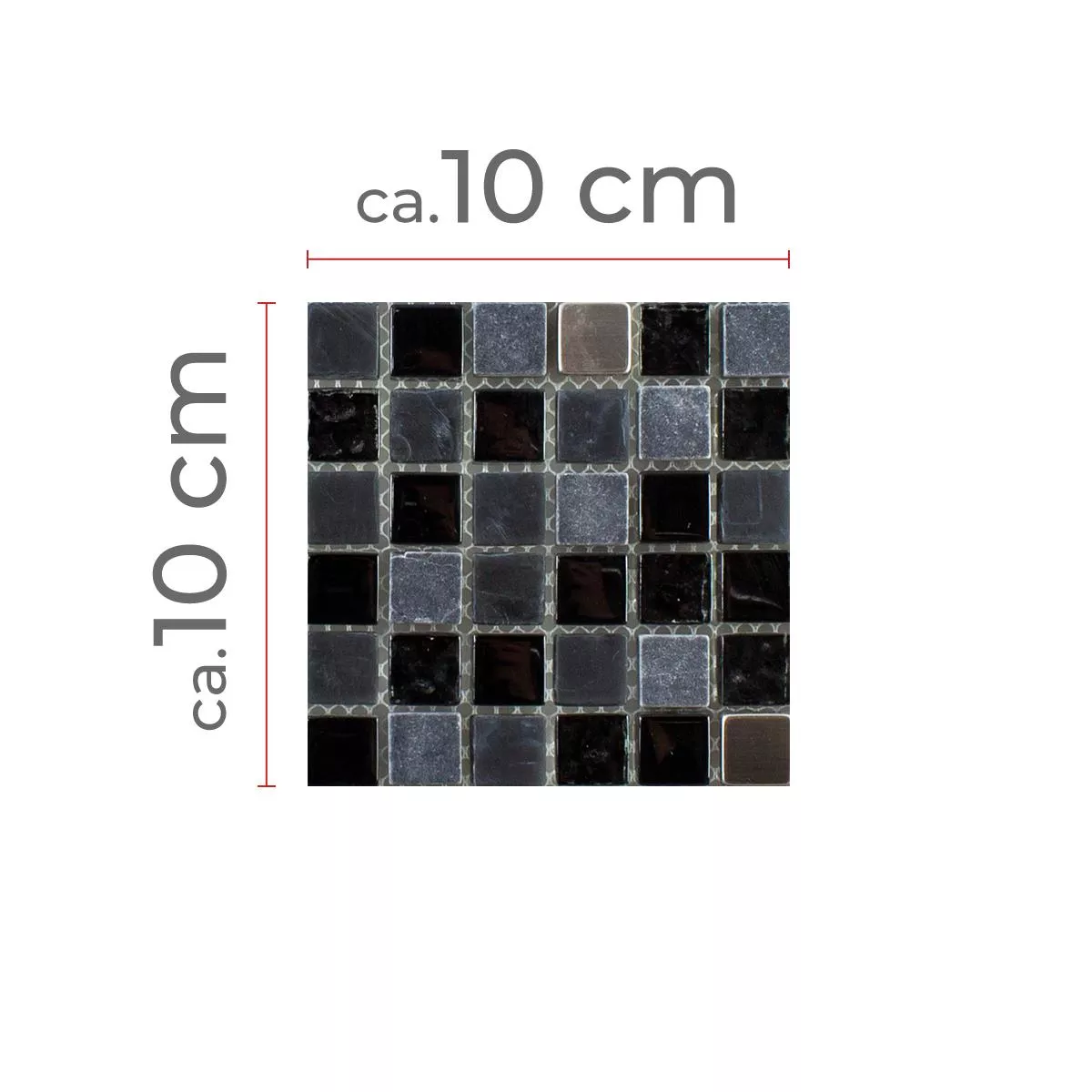 Sample Glass Natural Stone Stainless Steel Mosaic Kosovo Black Silver