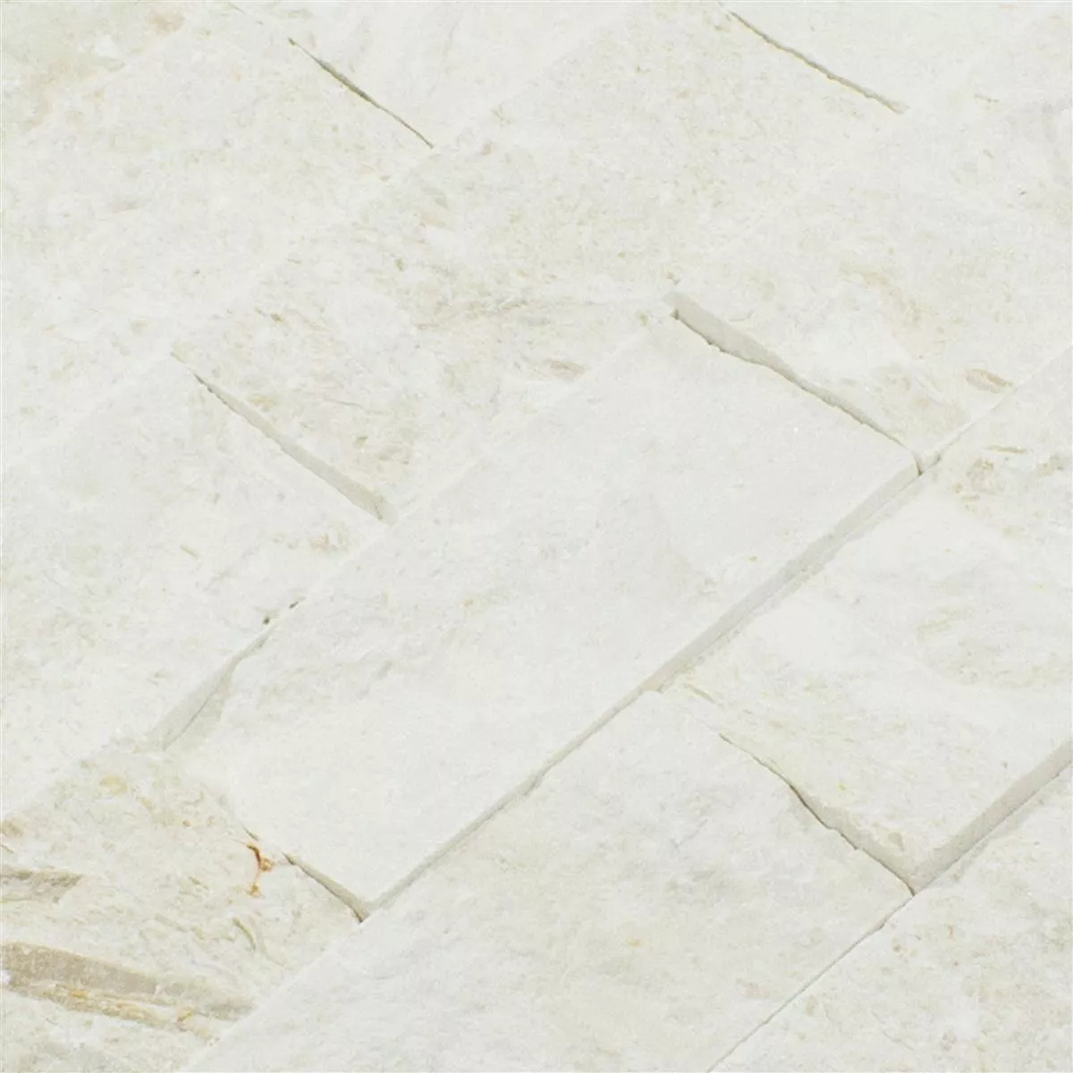 Mosaic Tiles Natural Stone Kansas Splitface 3D Blanc