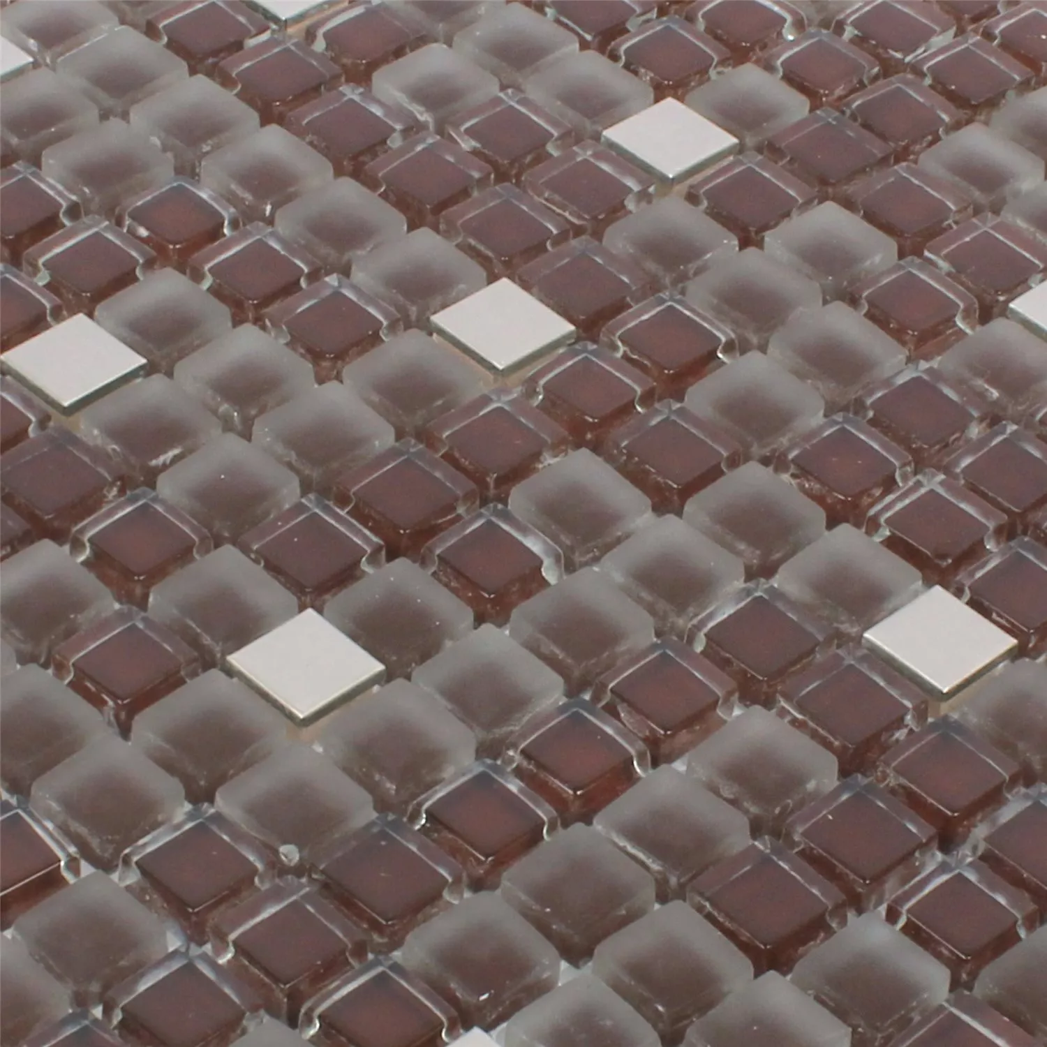 Mønster fra Mosaikkfliser Rotterdam Rustfritt Stål Glass Mix Brun Sølv