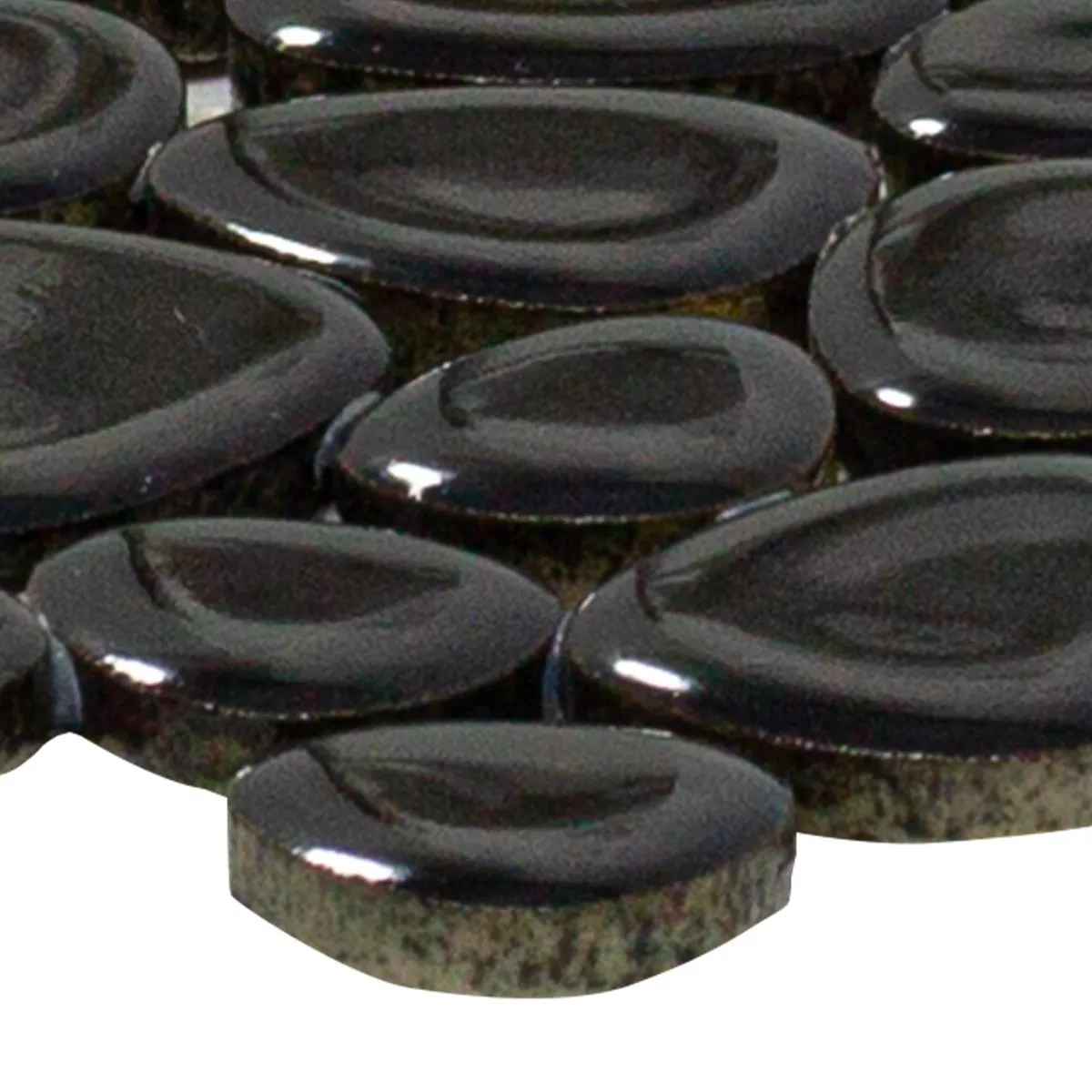 Próbka Ceramika Kamień Otoczak Mozaika Sabah Czarny Błyszczący