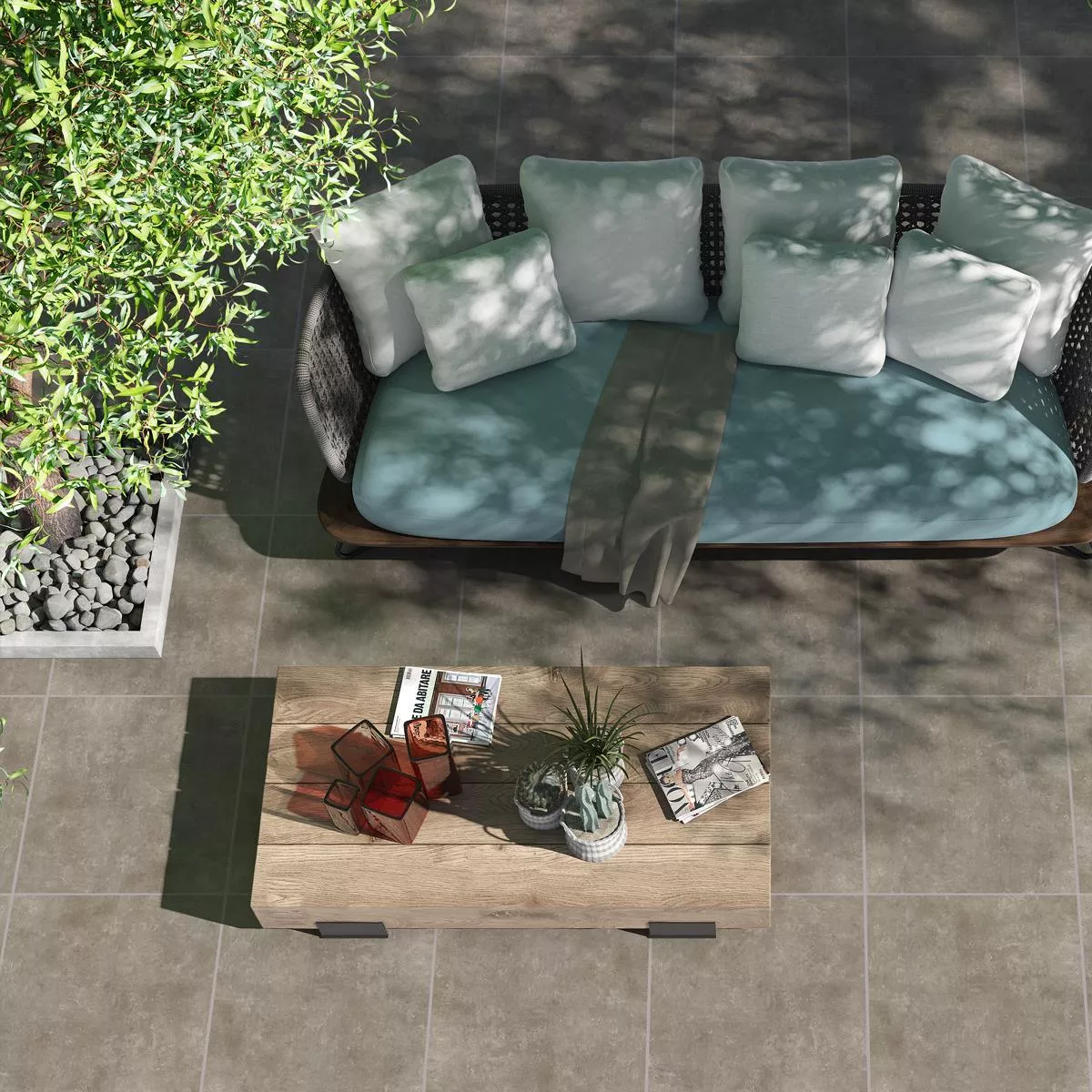 Terrace Tiles Porcelain Stoneware Petersburg Dark Grey 60x60x2 cm