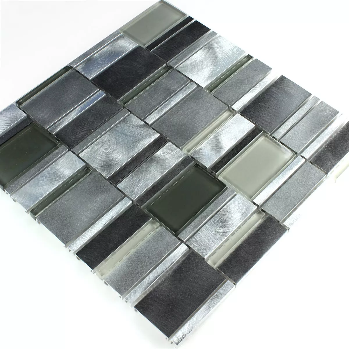 Mozaik Pločice Aluminij Staklo Siva Srebrna