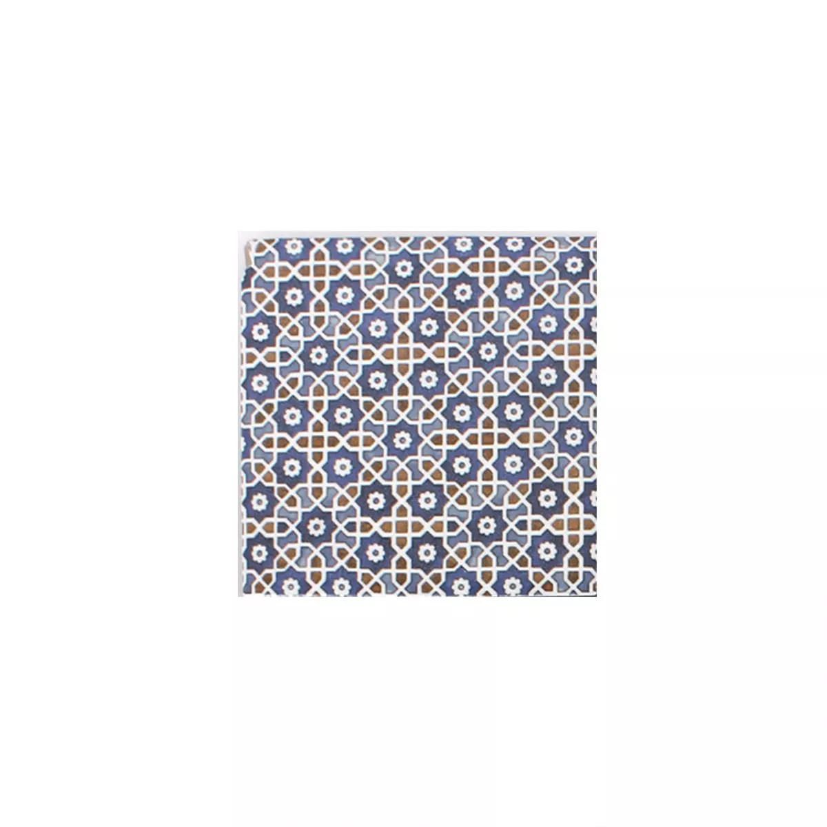 Muster von Keramik Mosaikfliesen Daymion Retrooptik Blau Braun 